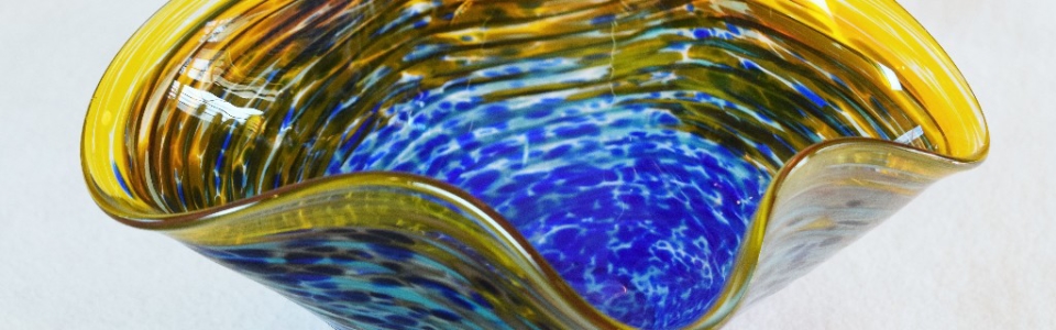 Blue and Gold Fluted Bowl